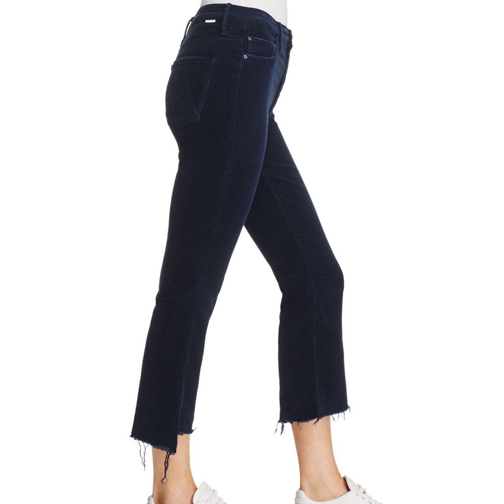 MOTHER insider navy corduroy crop step fray pants